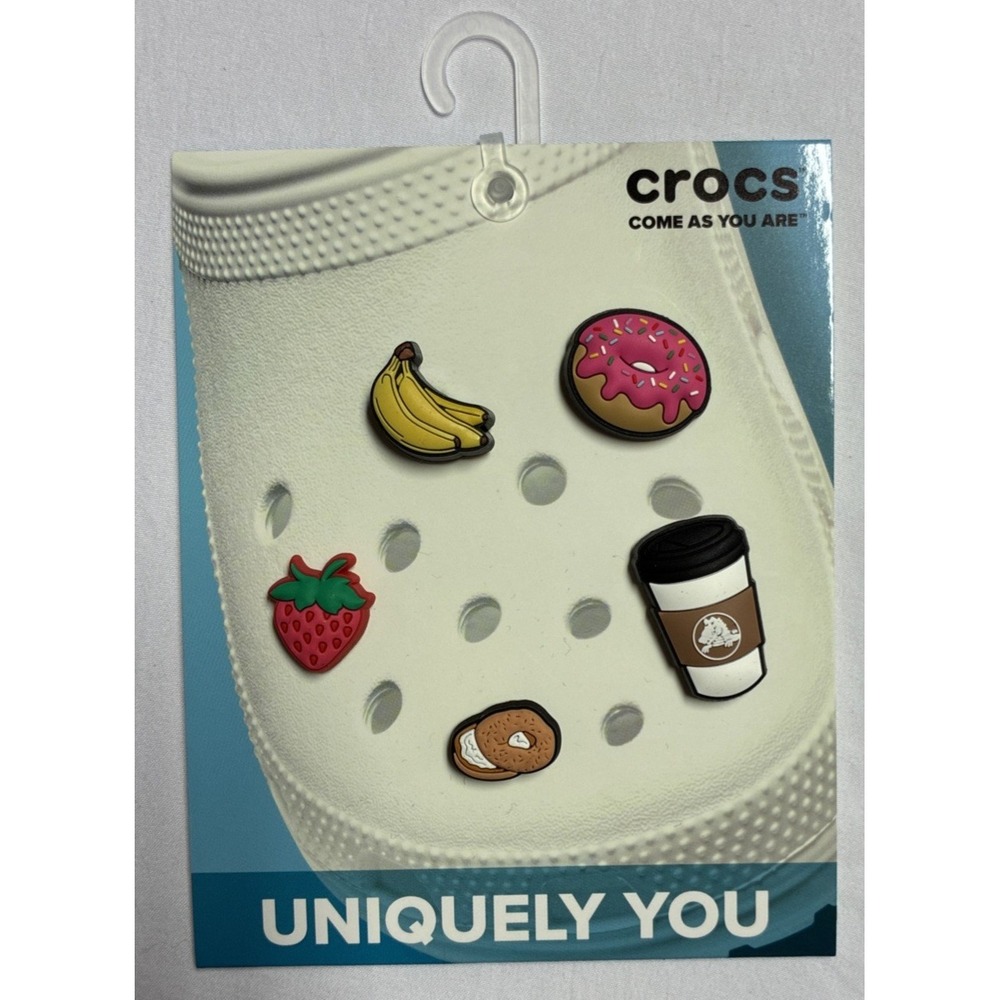 Crocs Breakfast Uniquely You Jibbitz 5 Pack Bagel Berry Banana Donut Cup 5pc NEW